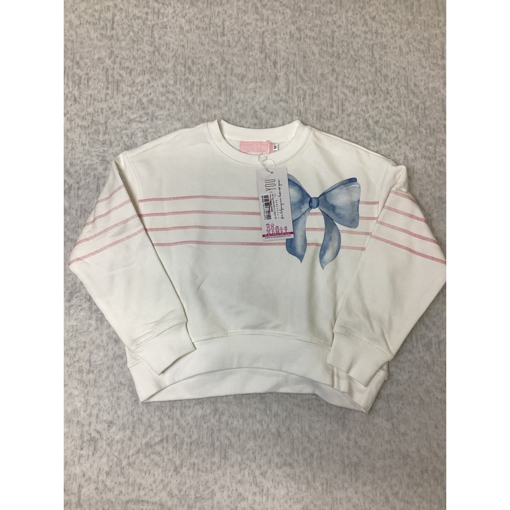 Love Bug Apparel Youth‎ Bow Crew Sweatshirt White Pink Blue XL LB-YSWT-2799